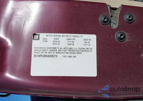 2004 Chevrolet Impala from USA, damaged, VIN 2G1WF52E649295219